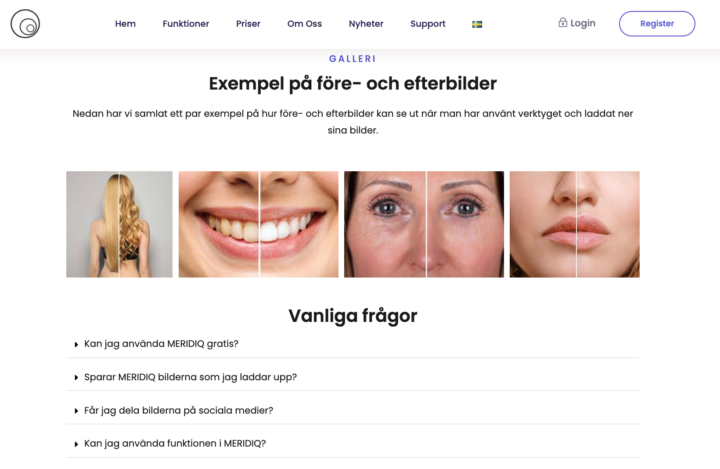 Före och efterbilder hemsidan MERIDIQ